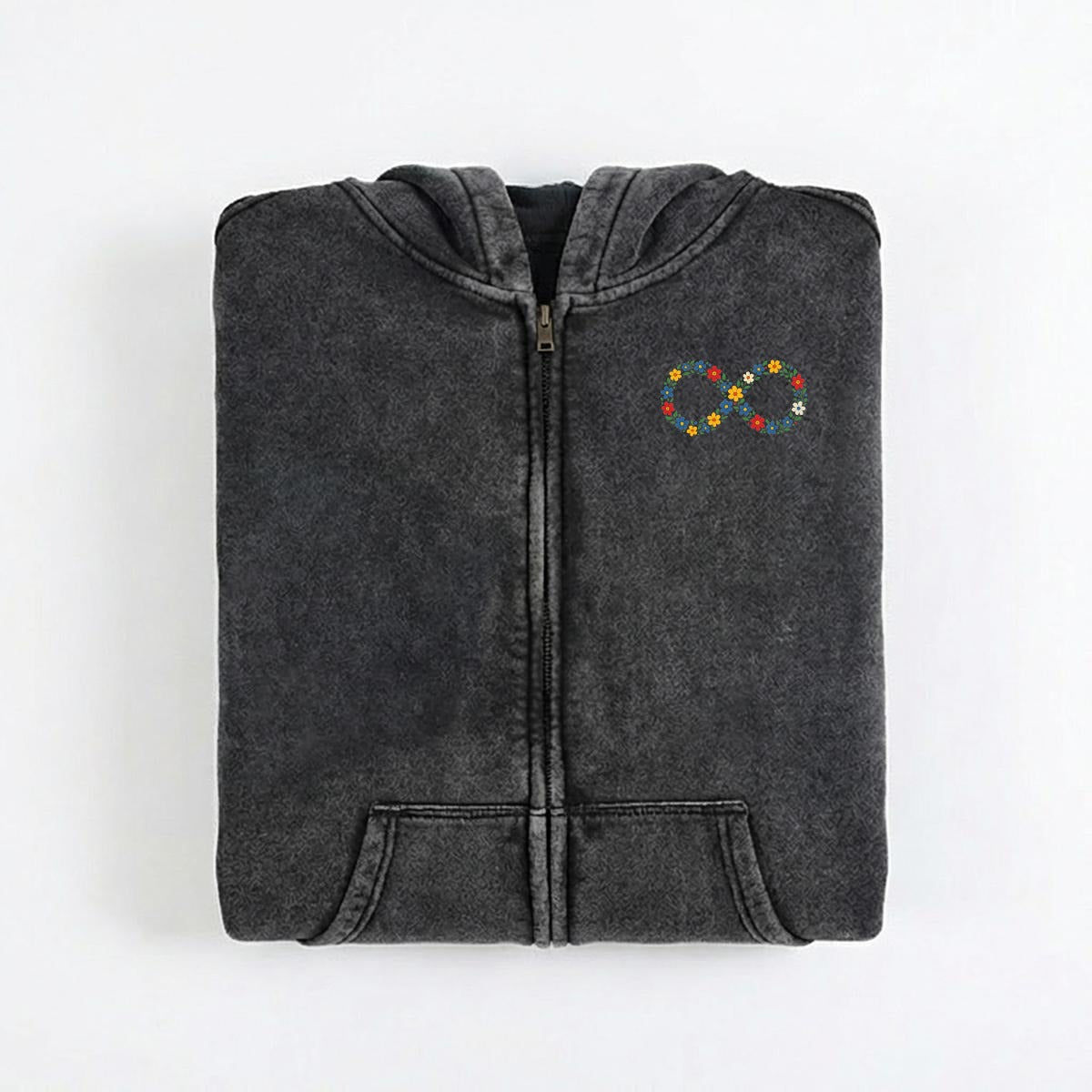 Floral Infinity Vintage Wash Zip Hoodie