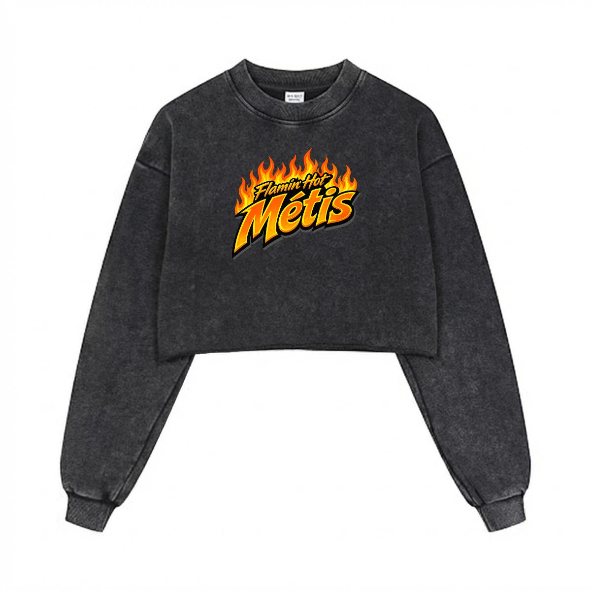 Flamin' Hot Métis Cropped Distressed Sweatshirt
