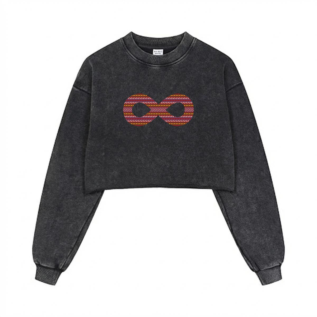 Infinity Sash Cropped Distressed Sweatshirt