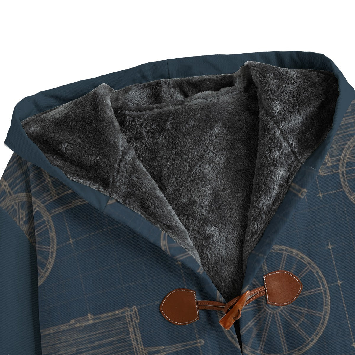 Red River Cart Blueprint Canvas Fleece Jacket