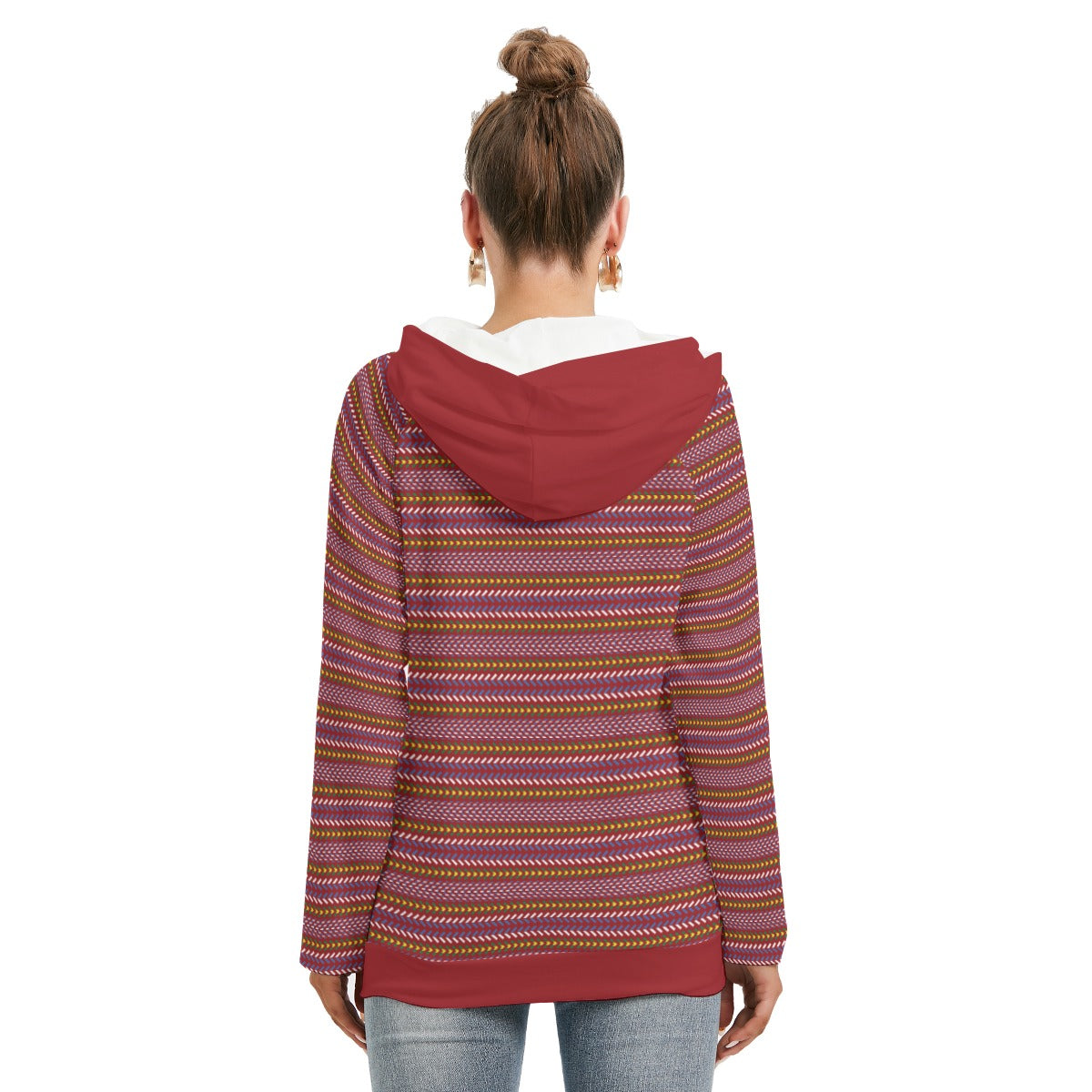 Métis Sash Print Double Hooded Lightweight Sweater