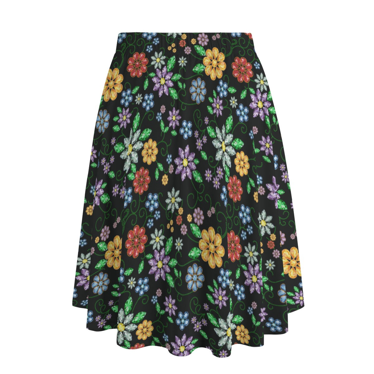 Women's Métis Inspired Floral Beaded Mid Skirt