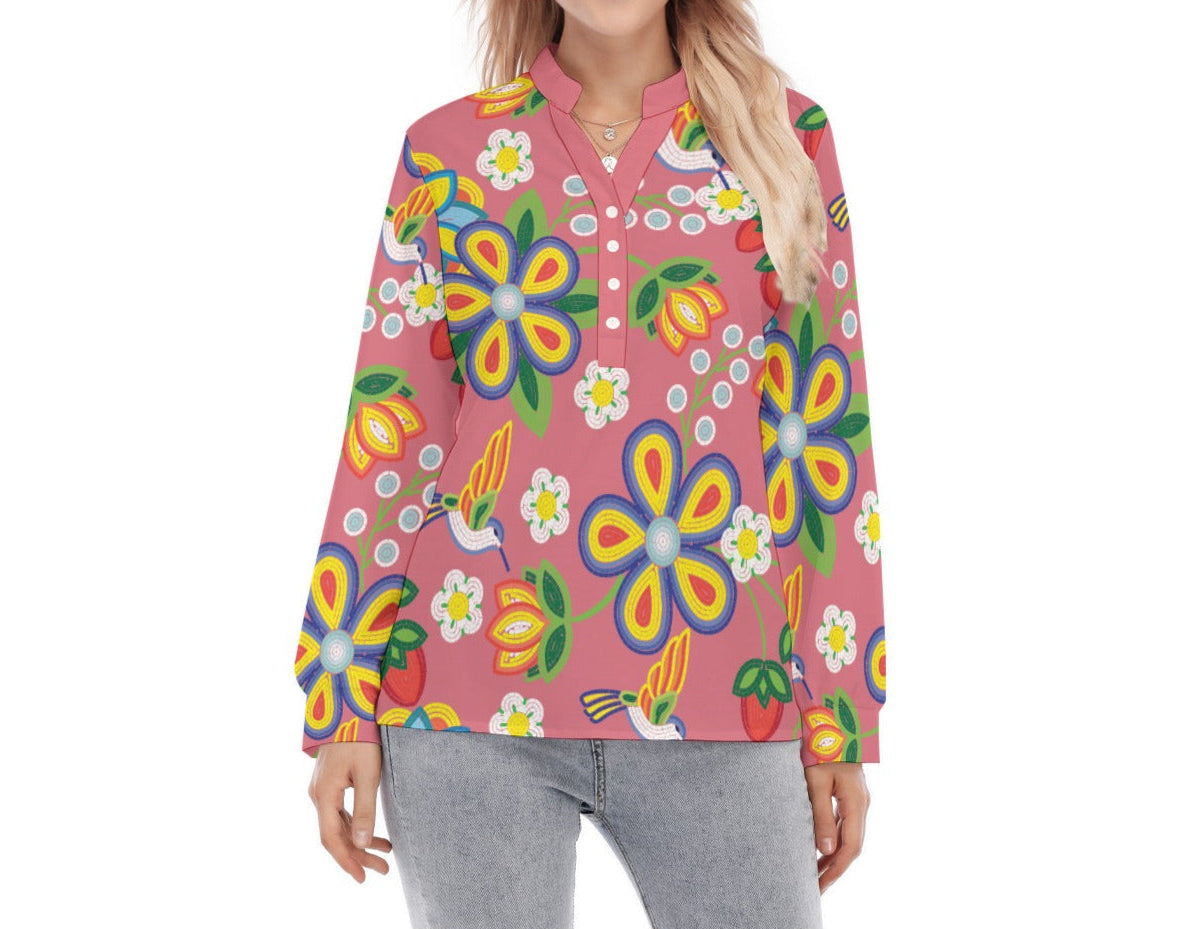 Métis Floral Beaded Long Sleeve Blouse