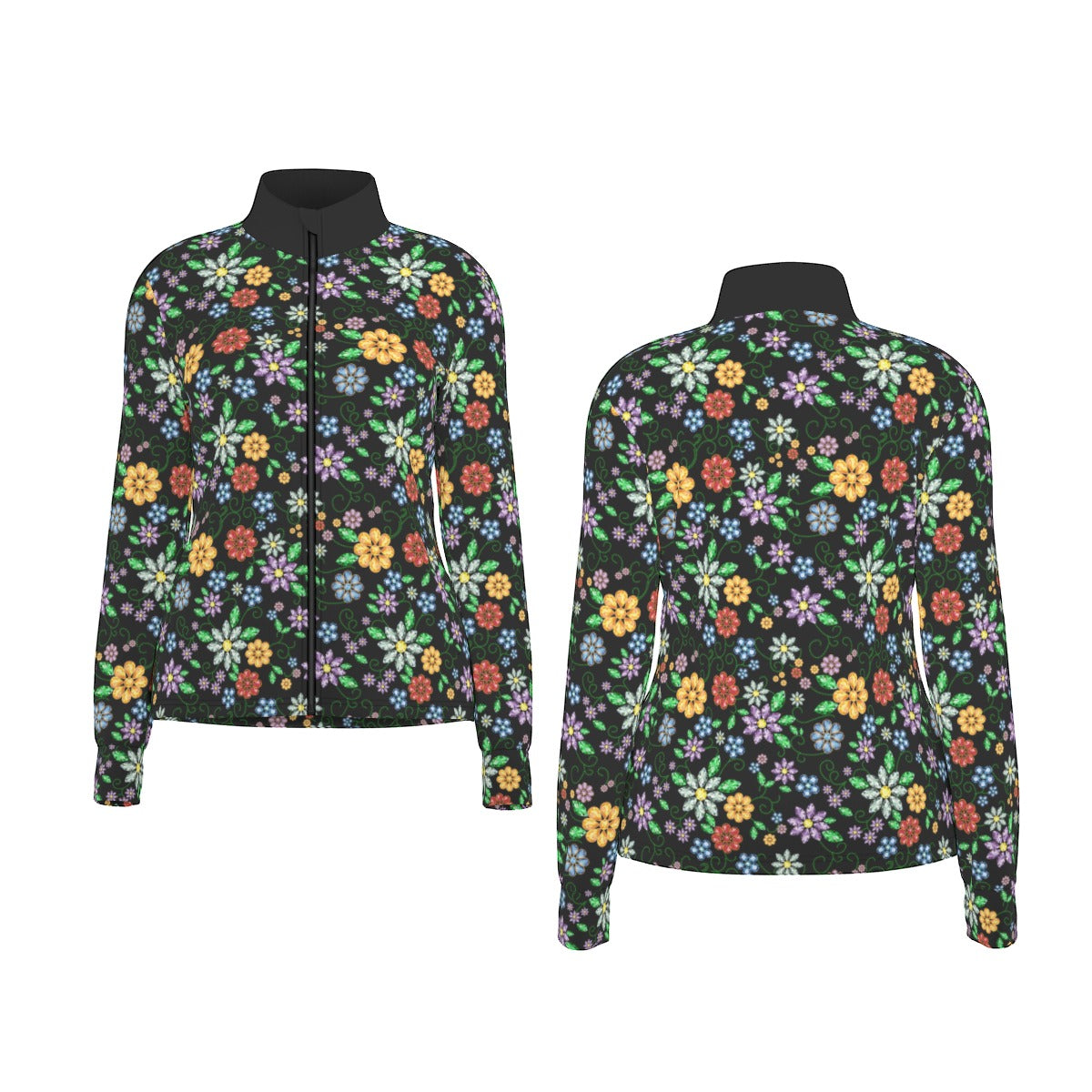 Métis Inspired Floral Beaded Thumbhole Light Jacket