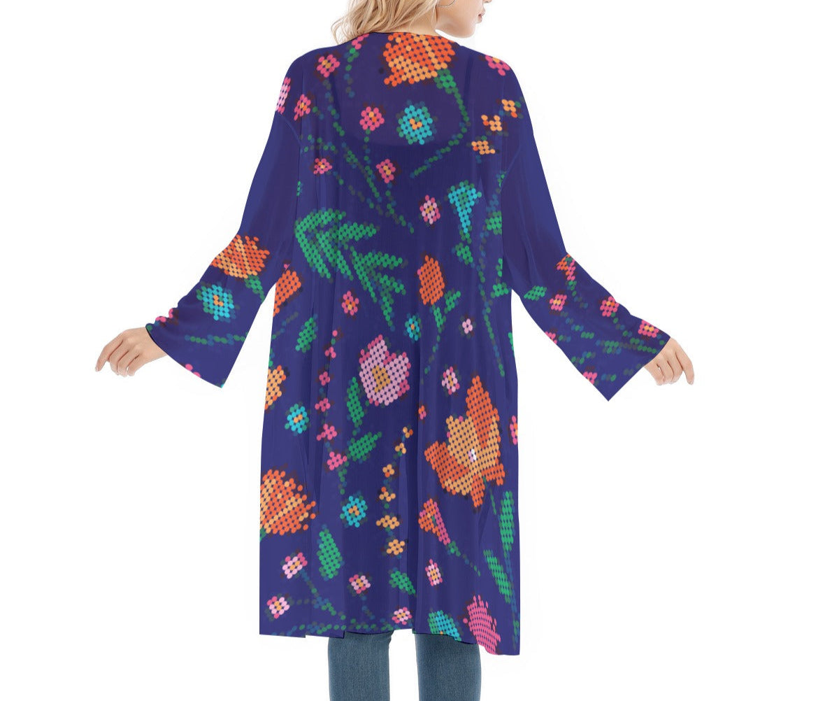 Métis Digital Dotted Floral Mesh Cardigan