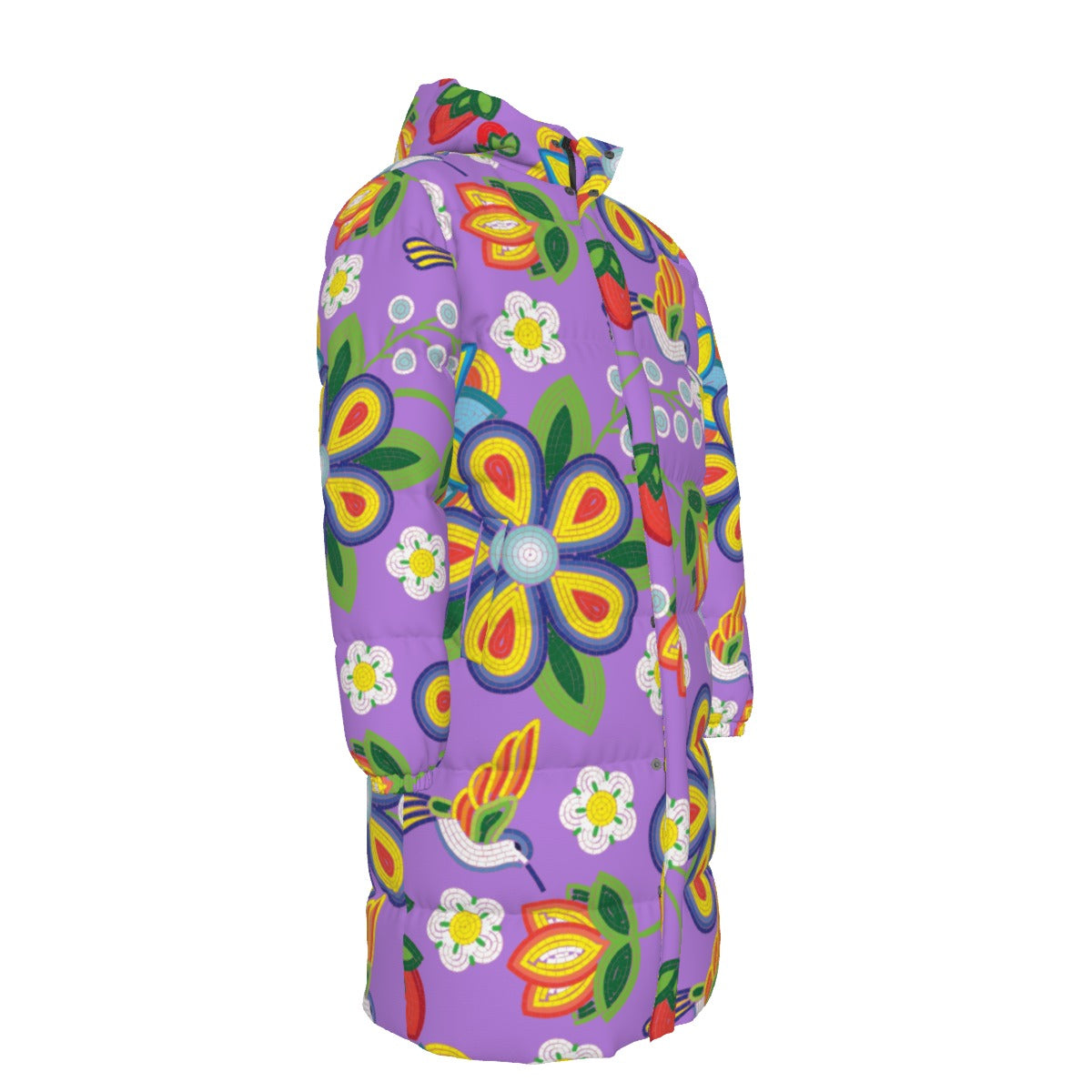 Unisex Métis Lavender Floral Beaded Down Filled Jacket