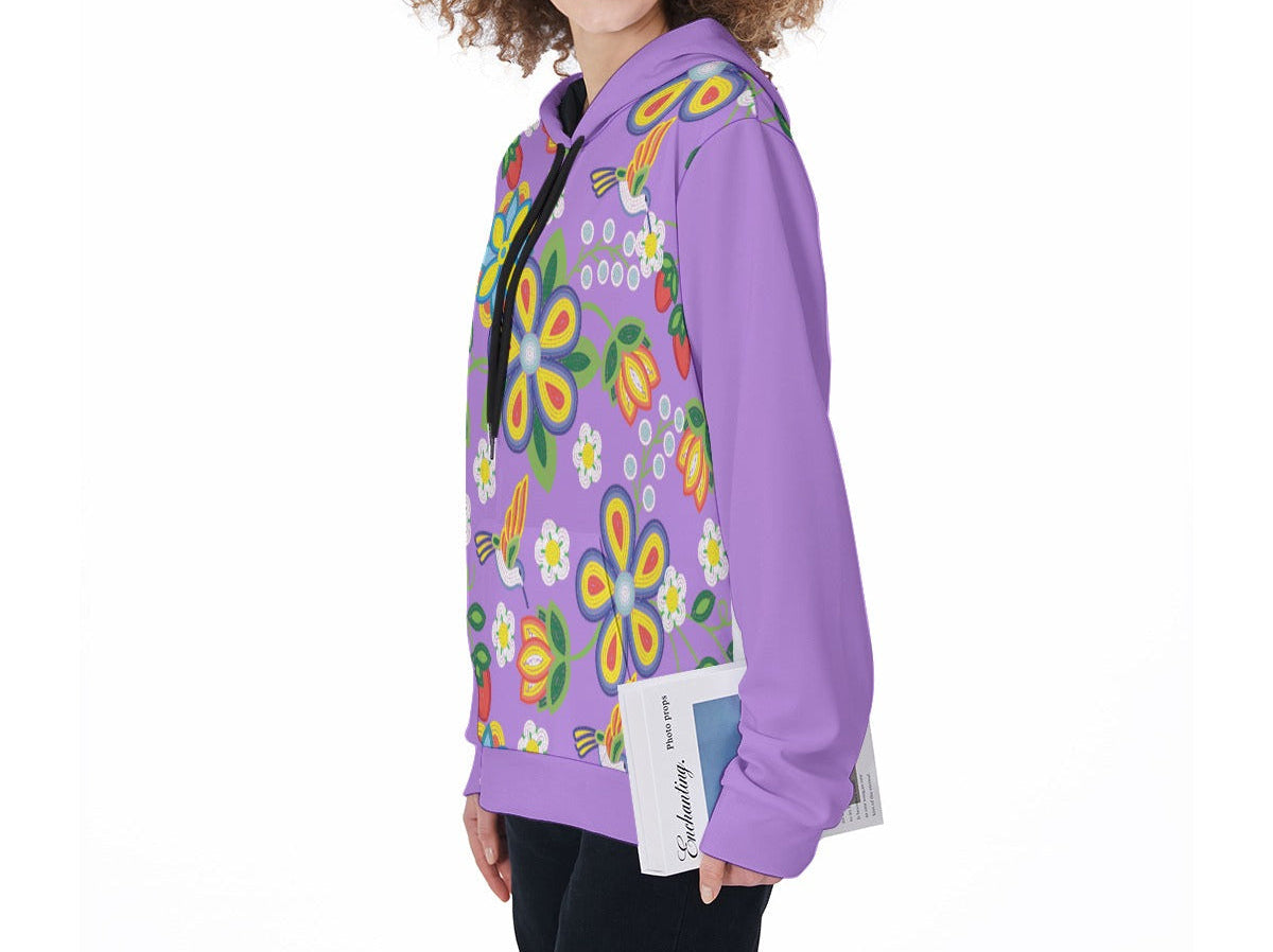 Lavender Floral Beaded Fleece Hoodie