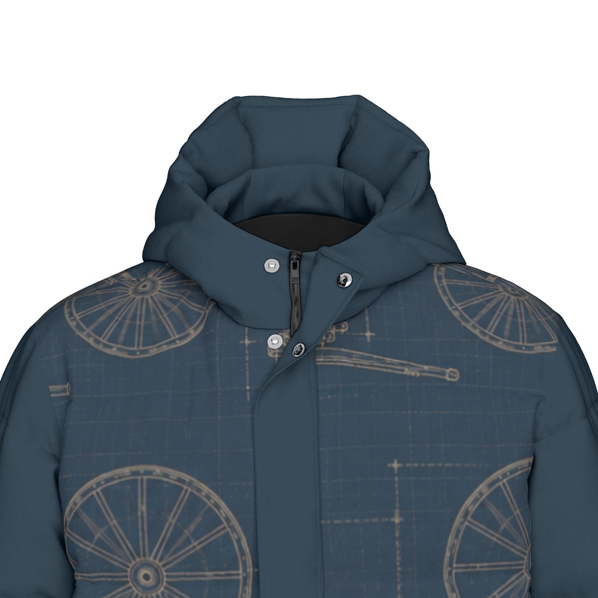 Red River Cart Blueprint Down Filled Jacket