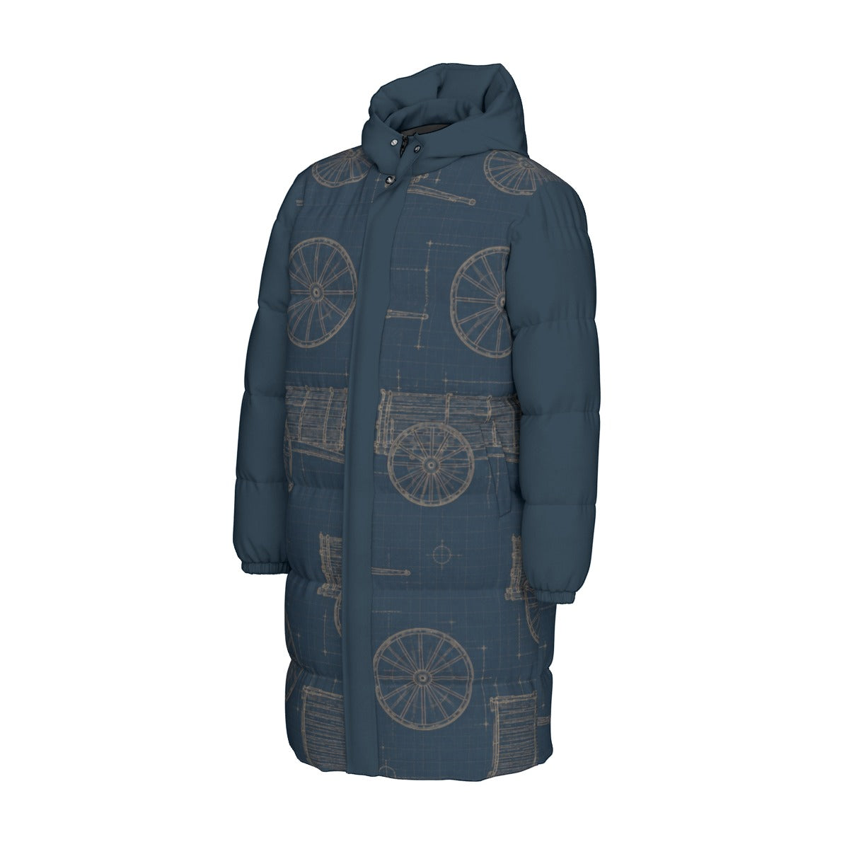 Red River Cart Blueprint Down Filled Jacket