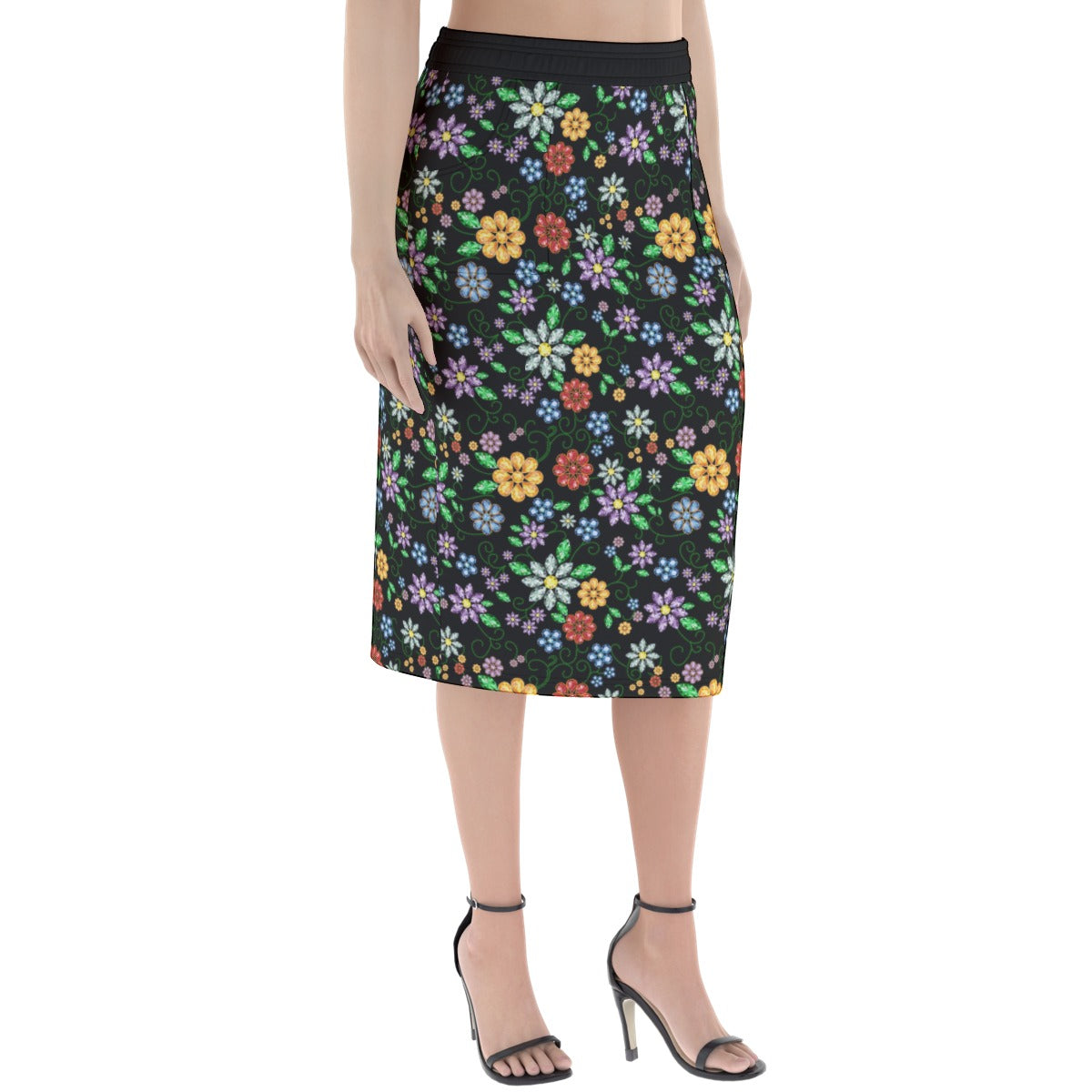 Women's Métis Inspired Floral Beaded Hip Skirt