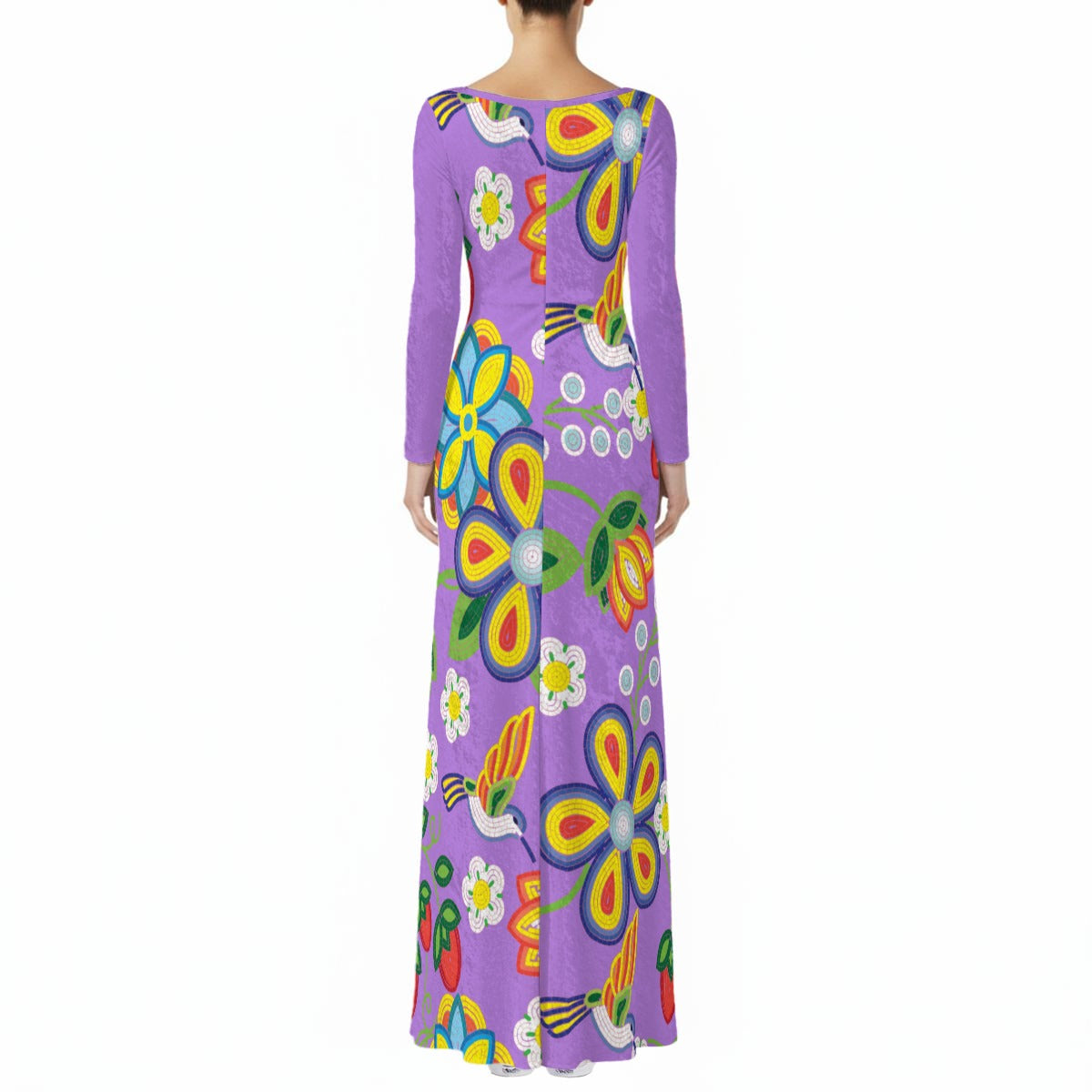 Métis Lavender Floral Beaded Velvet Maxi Dress