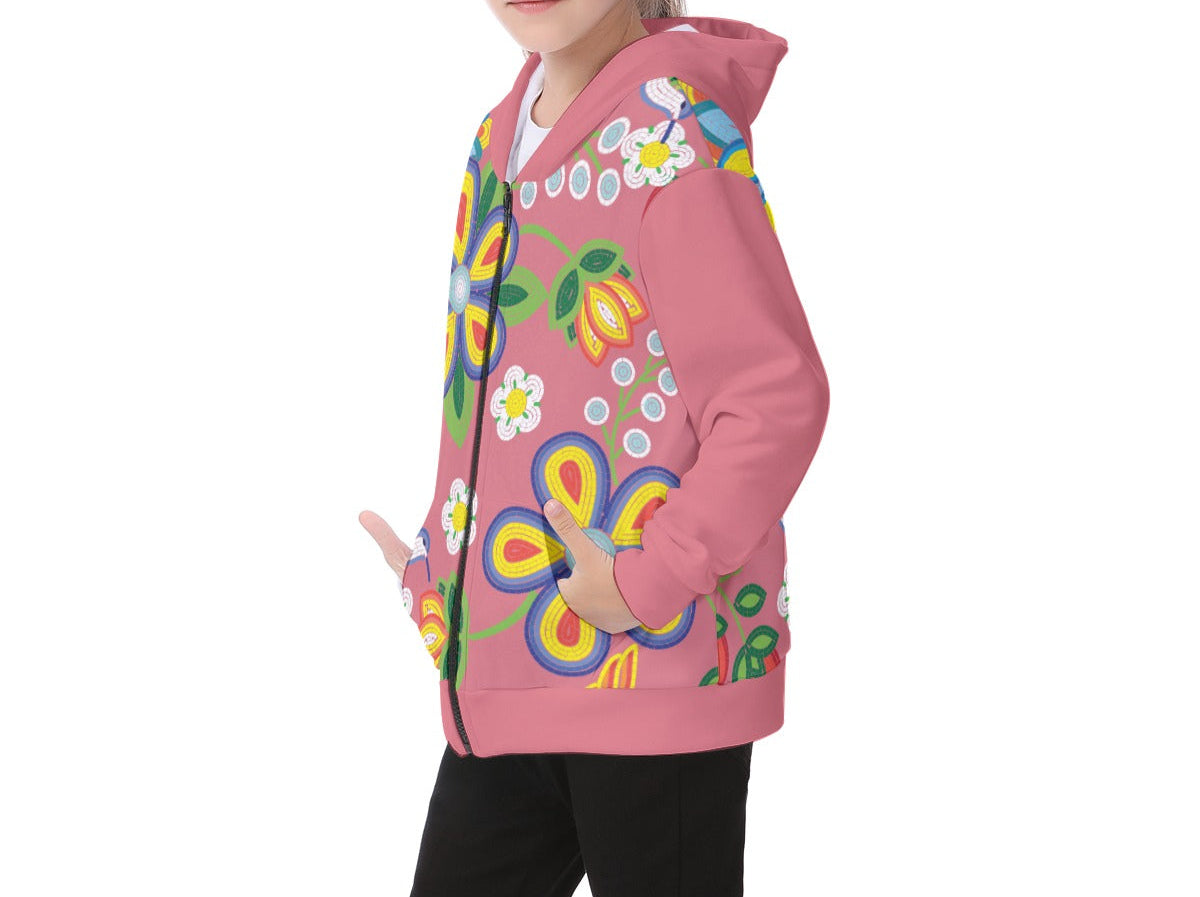 Métis Floral Beaded Fleece Zip Hoodie
