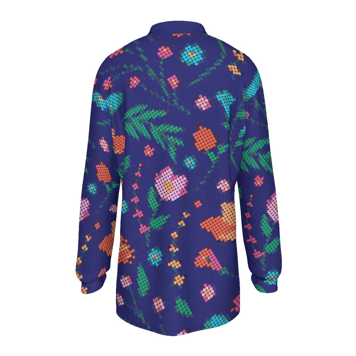 Métis Digital Dotted Floral Long Sleeve Polo