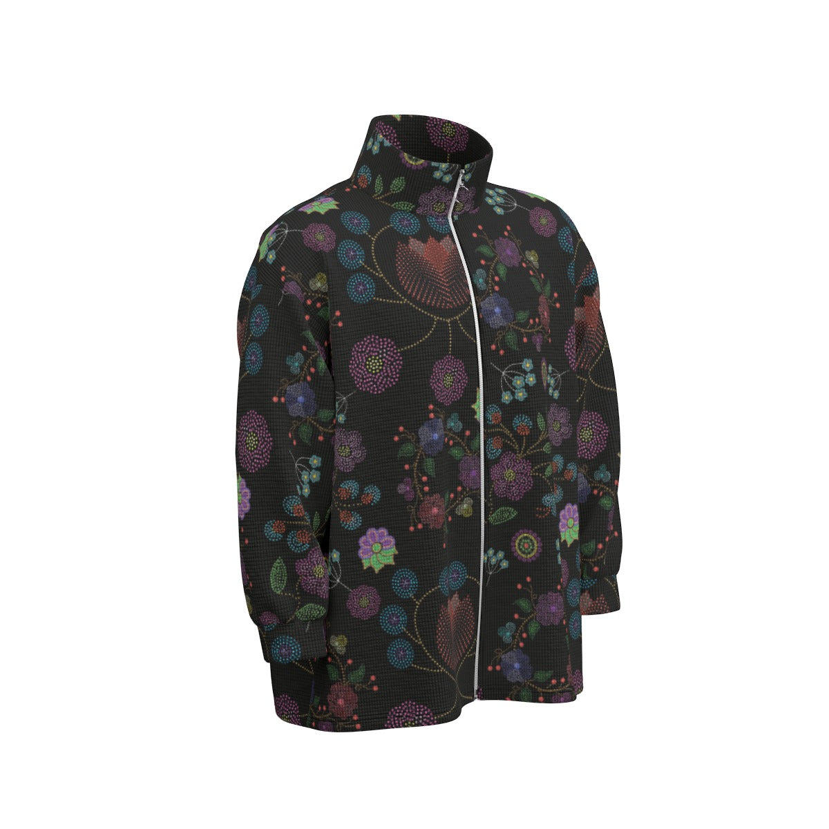 Unisex Métis Floral Dotted Zipper Sweater Jacket