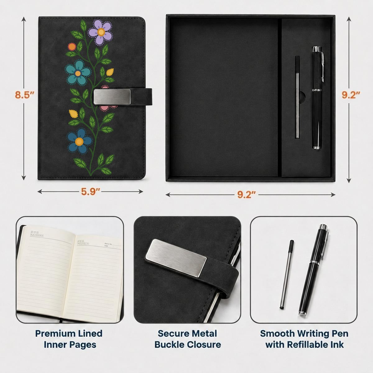 Métis Floral Vine Notebook Set