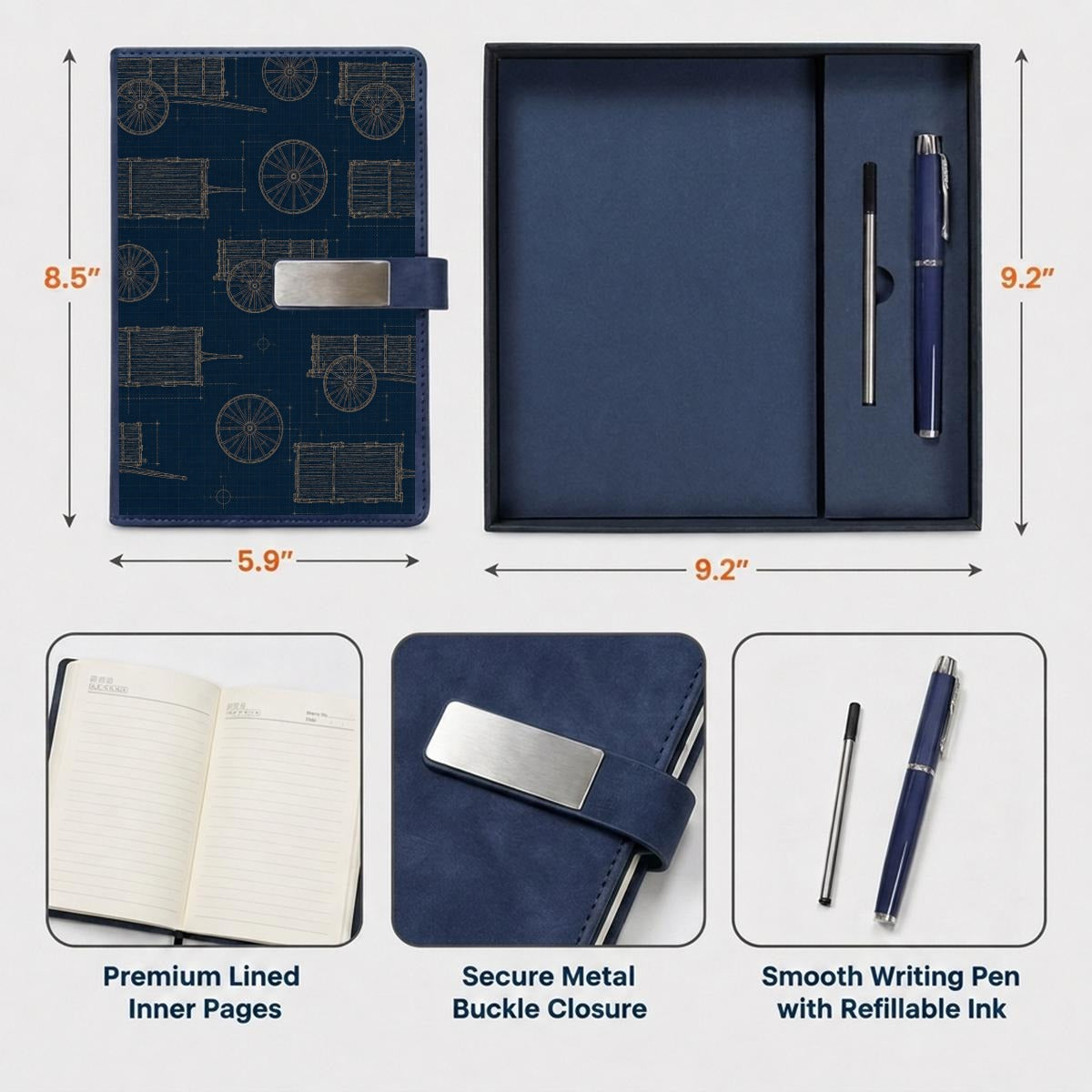 Red River Cart Blueprint Notebook Set