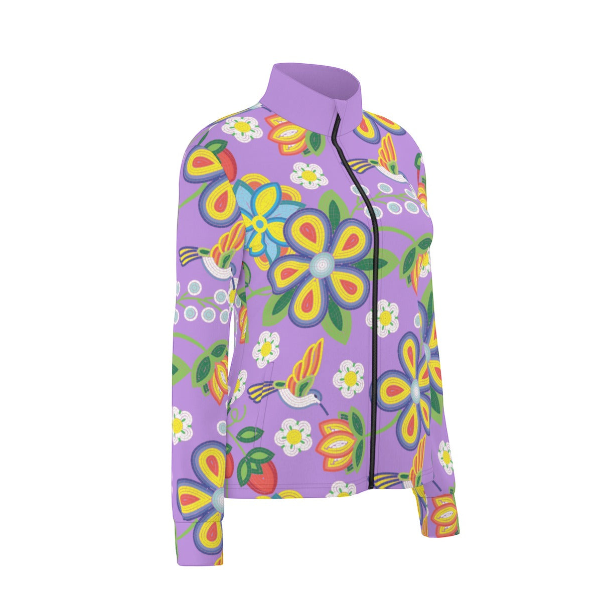 Métis Lavender Floral Beaded Thumbhole Light Jacket