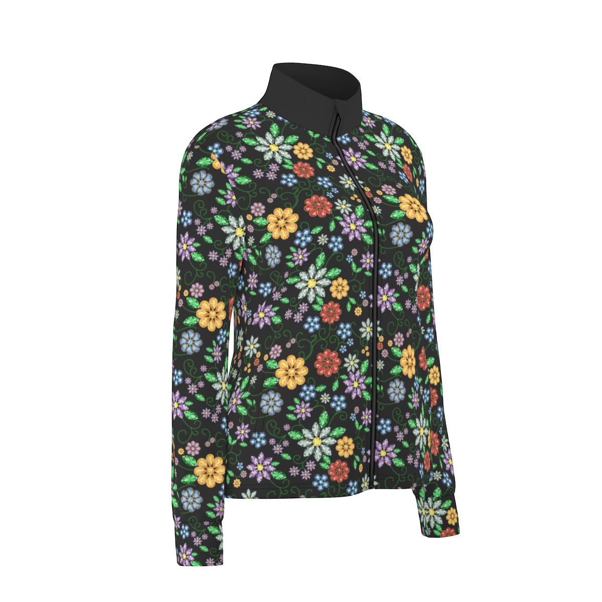 Métis Inspired Floral Beaded Thumbhole Light Jacket