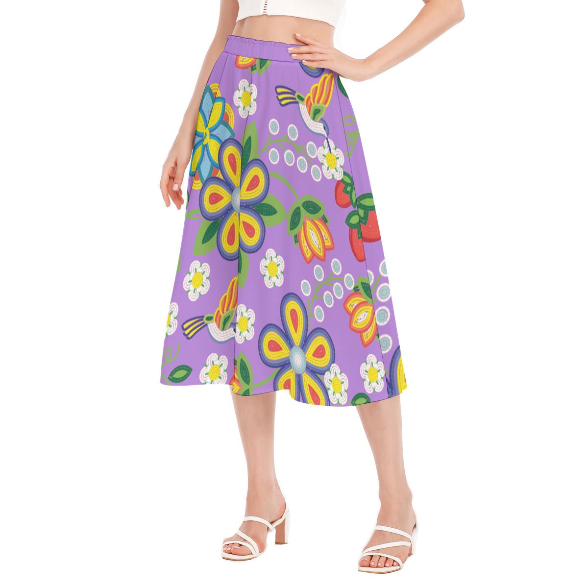 Métis Lavender Floral Beaded Skirt