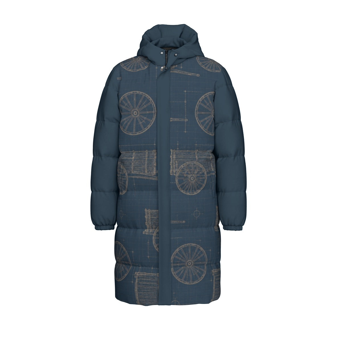 Red River Cart Blueprint Down Filled Jacket
