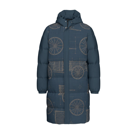 Red River Cart Blueprint Down Filled Jacket