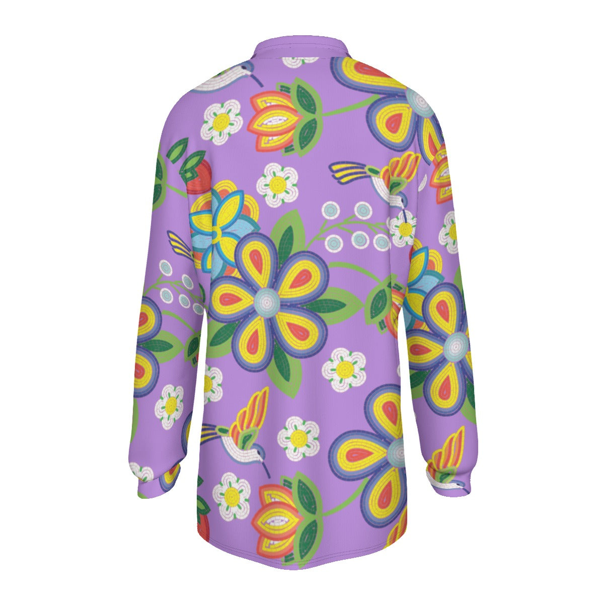 Métis Lavender Floral Beaded Long Sleeve Polo