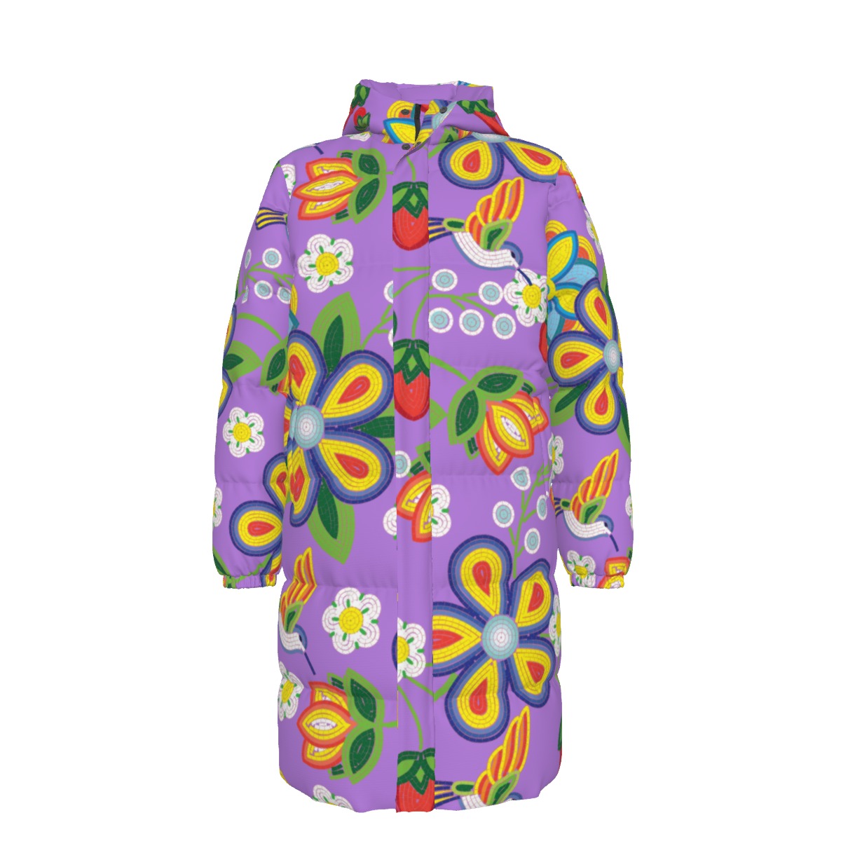 Unisex Métis Lavender Floral Beaded Down Filled Jacket