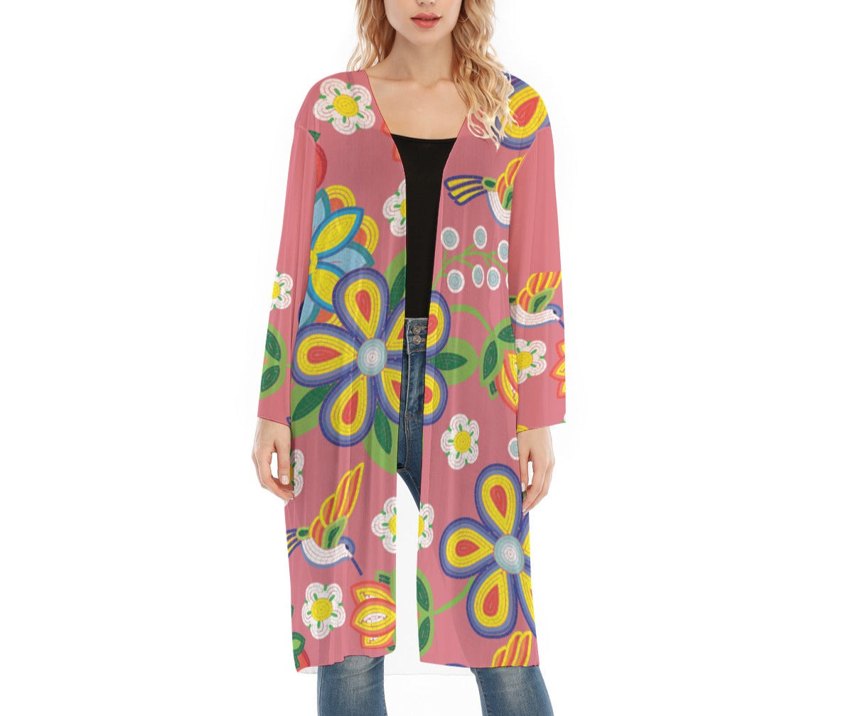 Métis Floral Beaded Mesh Cardigan