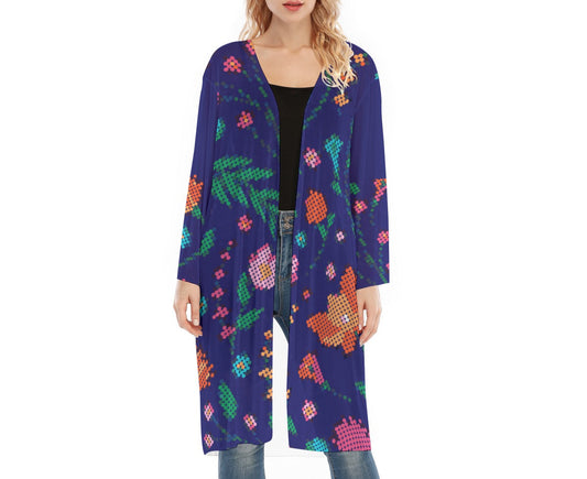 Métis Digital Dotted Floral Mesh Cardigan