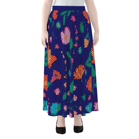 Métis Digital Dotted Floral Lined Maxi Skirt