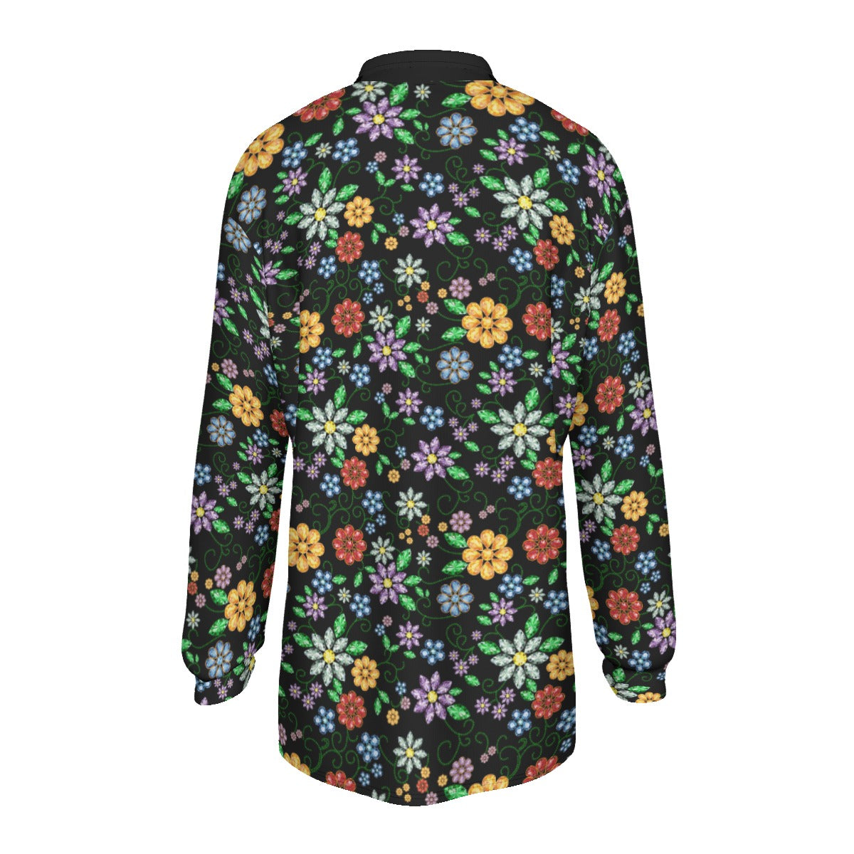 Métis Inspired Floral Beaded Long Sleeve Polo