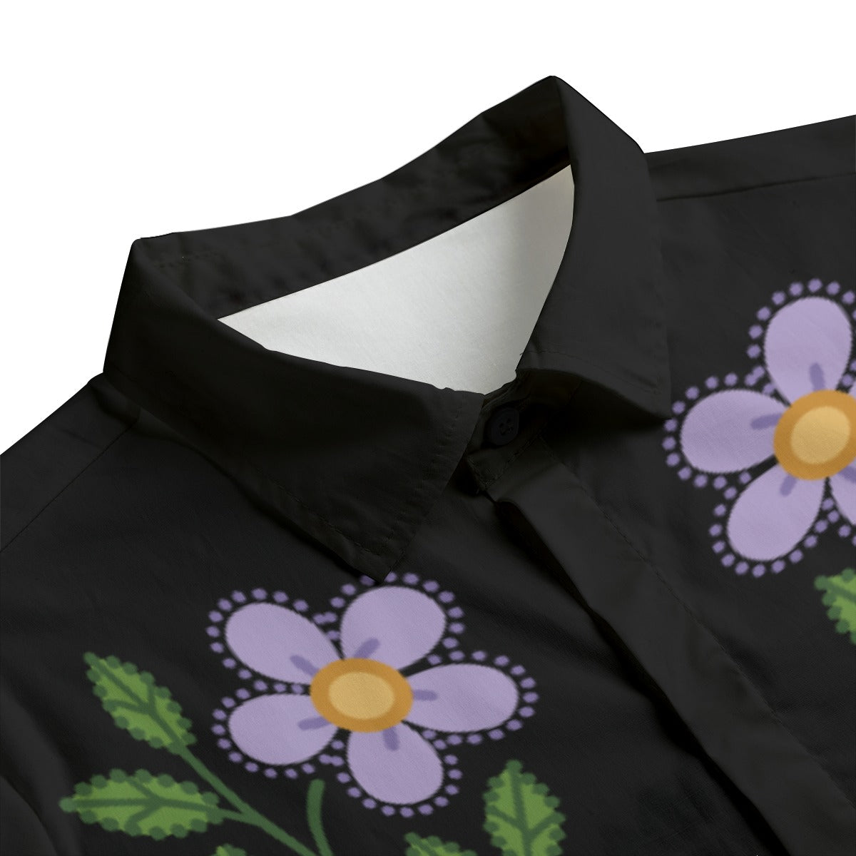 Métis Dotted Floral Long Sleeve Lapel Collar Shirt