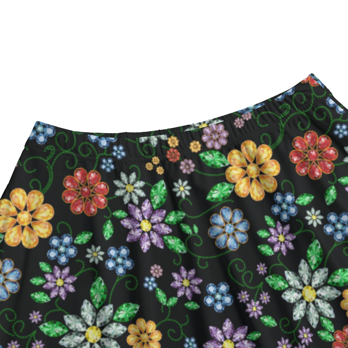 Women's Métis Inspired Floral Beaded Mid Skirt