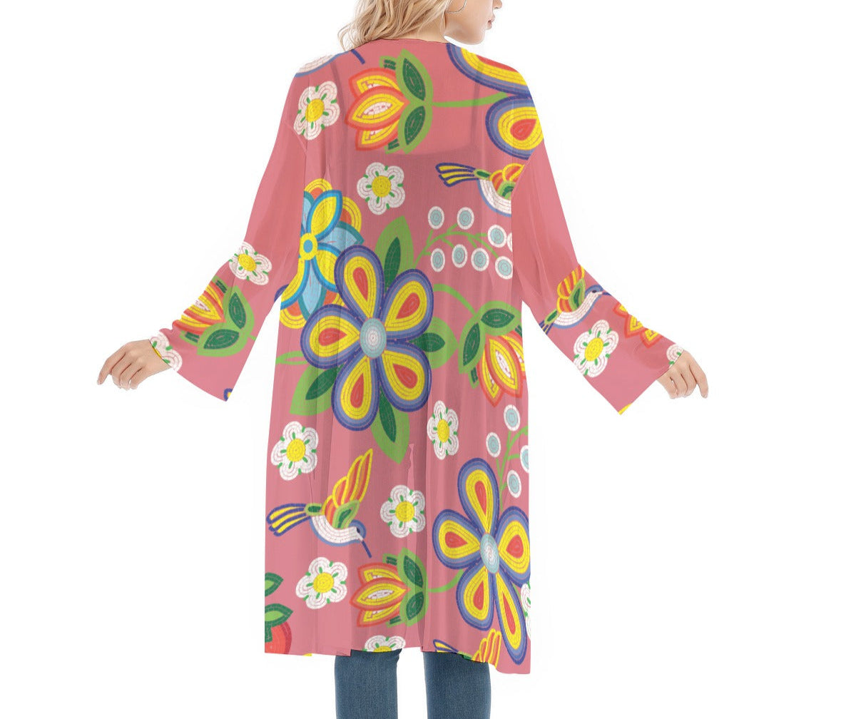 Métis Floral Beaded Mesh Cardigan