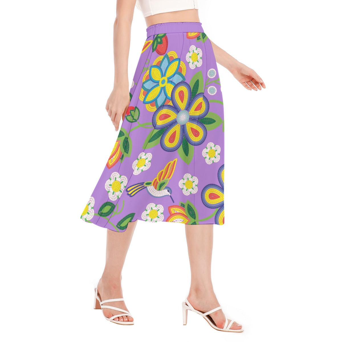 Métis Lavender Floral Beaded Skirt