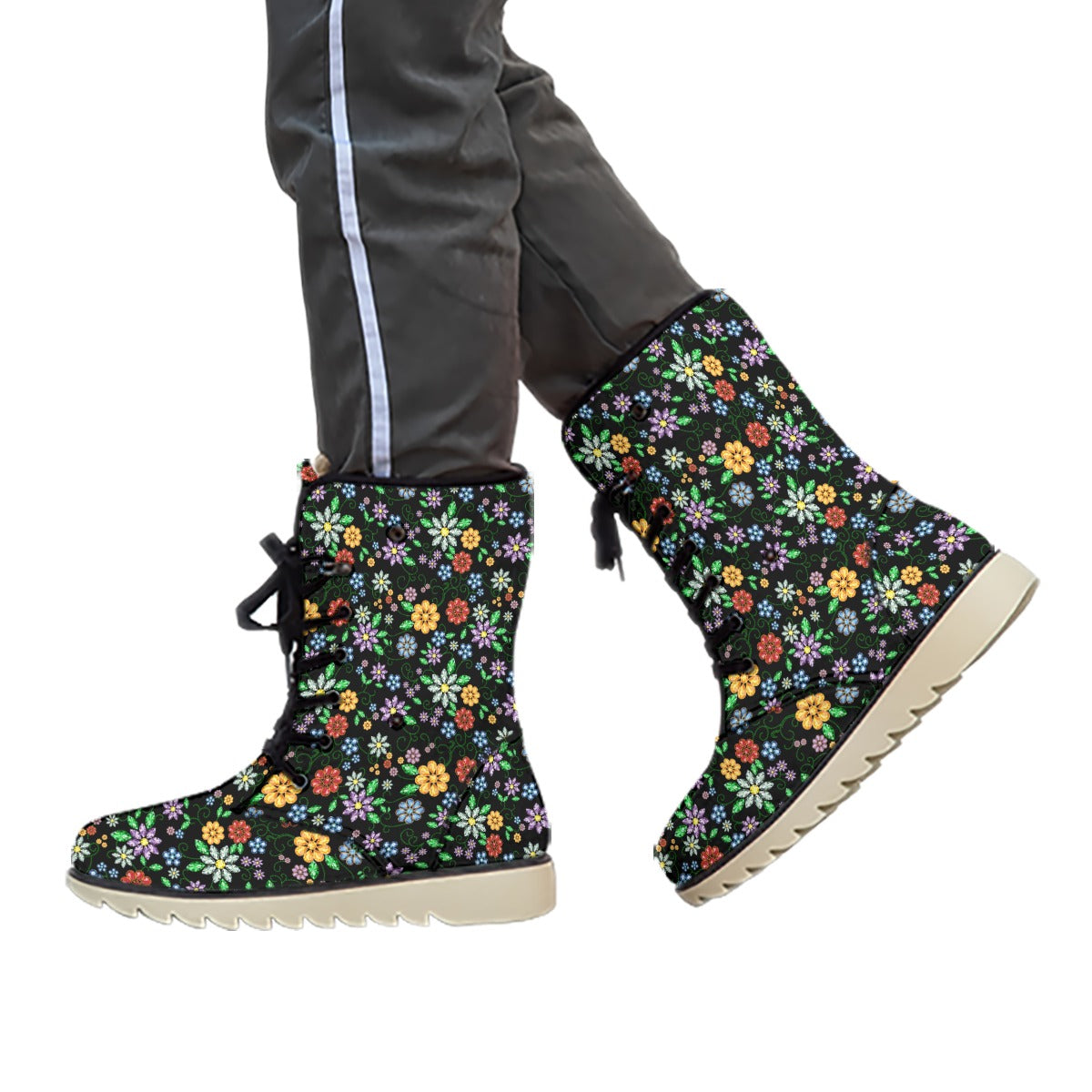 Women's Métis Inspired Floral Beaded Plush Boots
