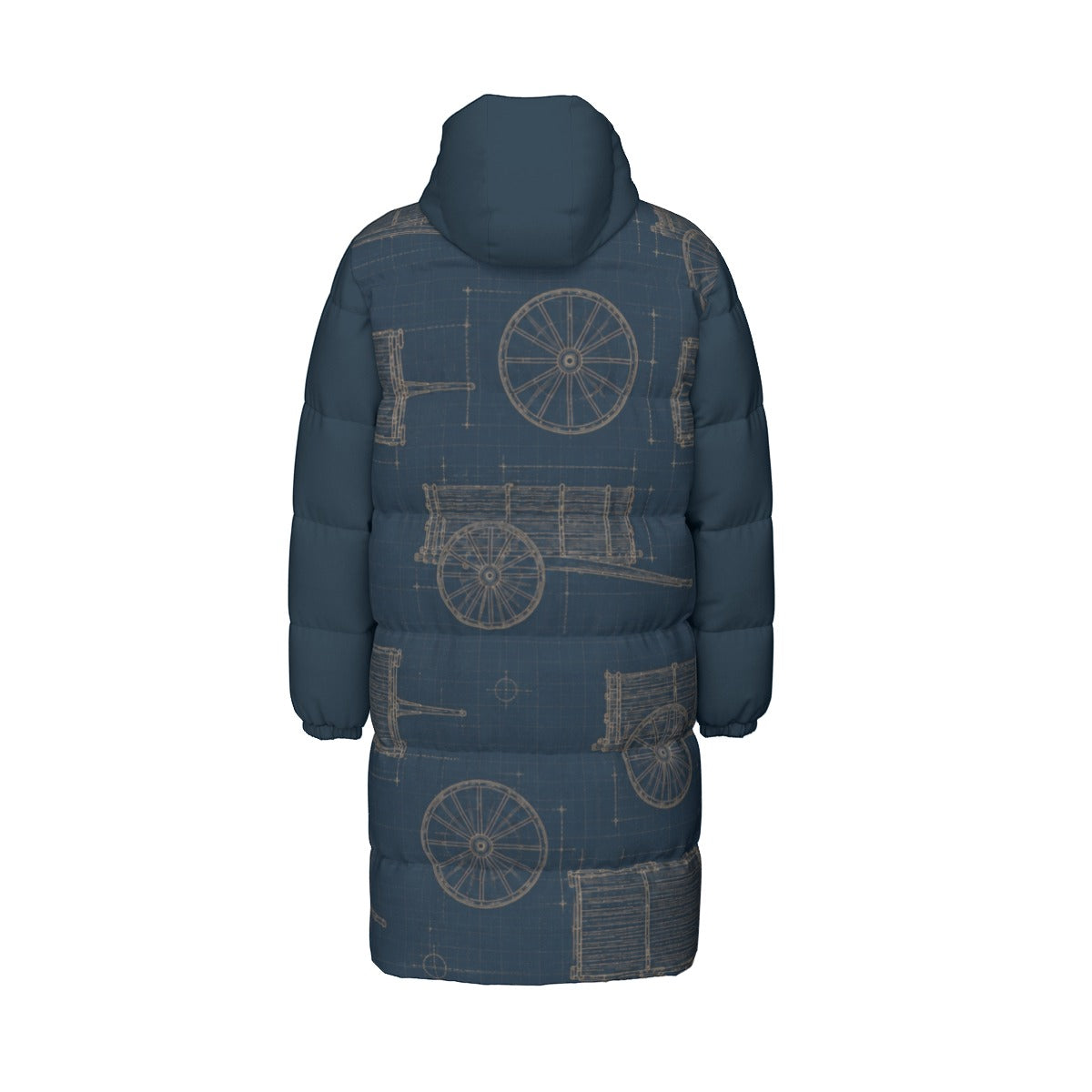 Red River Cart Blueprint Down Filled Jacket