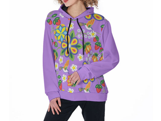 Lavender Floral Beaded Fleece Hoodie