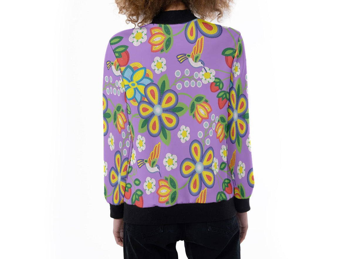 Métis Lavender Floral Beaded Light Ribbed Jacket