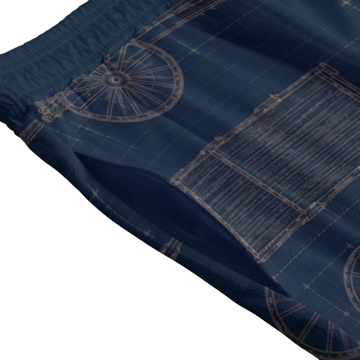 Red River Cart Blueprint Mesh Shorts