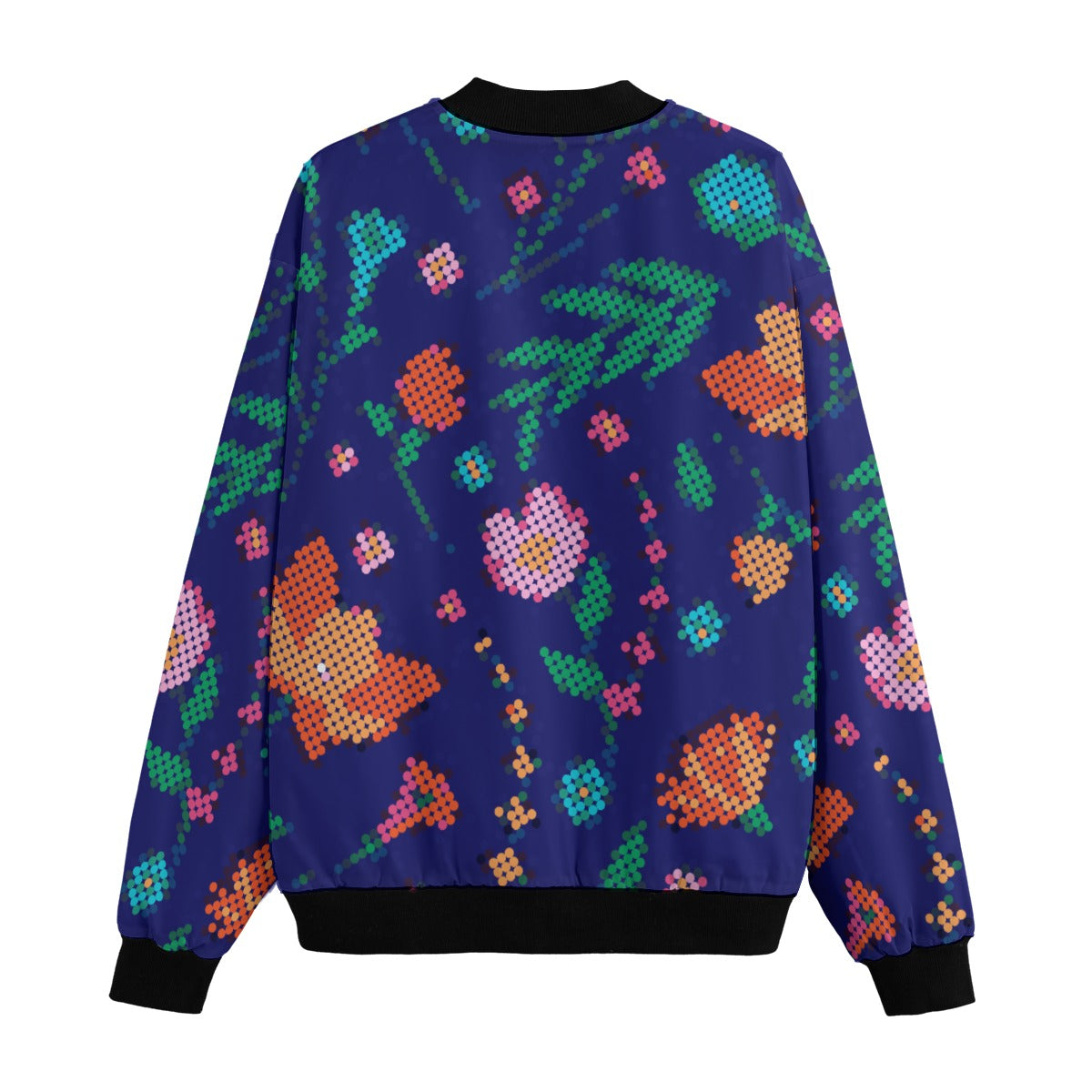 Métis Digital Dotted Floral Fleece Bomber Jacket