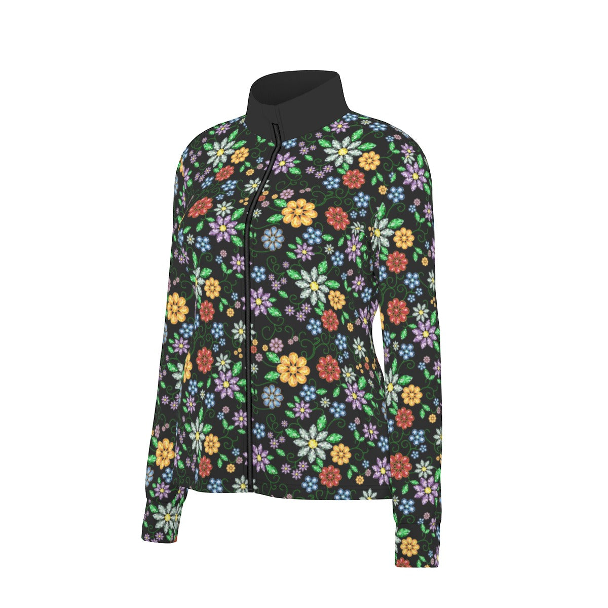 Métis Inspired Floral Beaded Thumbhole Light Jacket