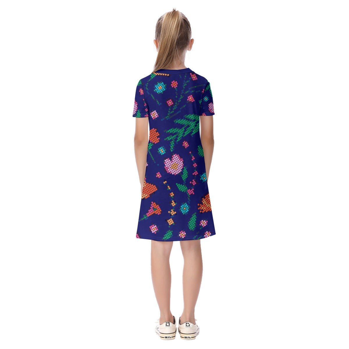 Children's Métis Digital Dotted Floral Short Sleeve Dress