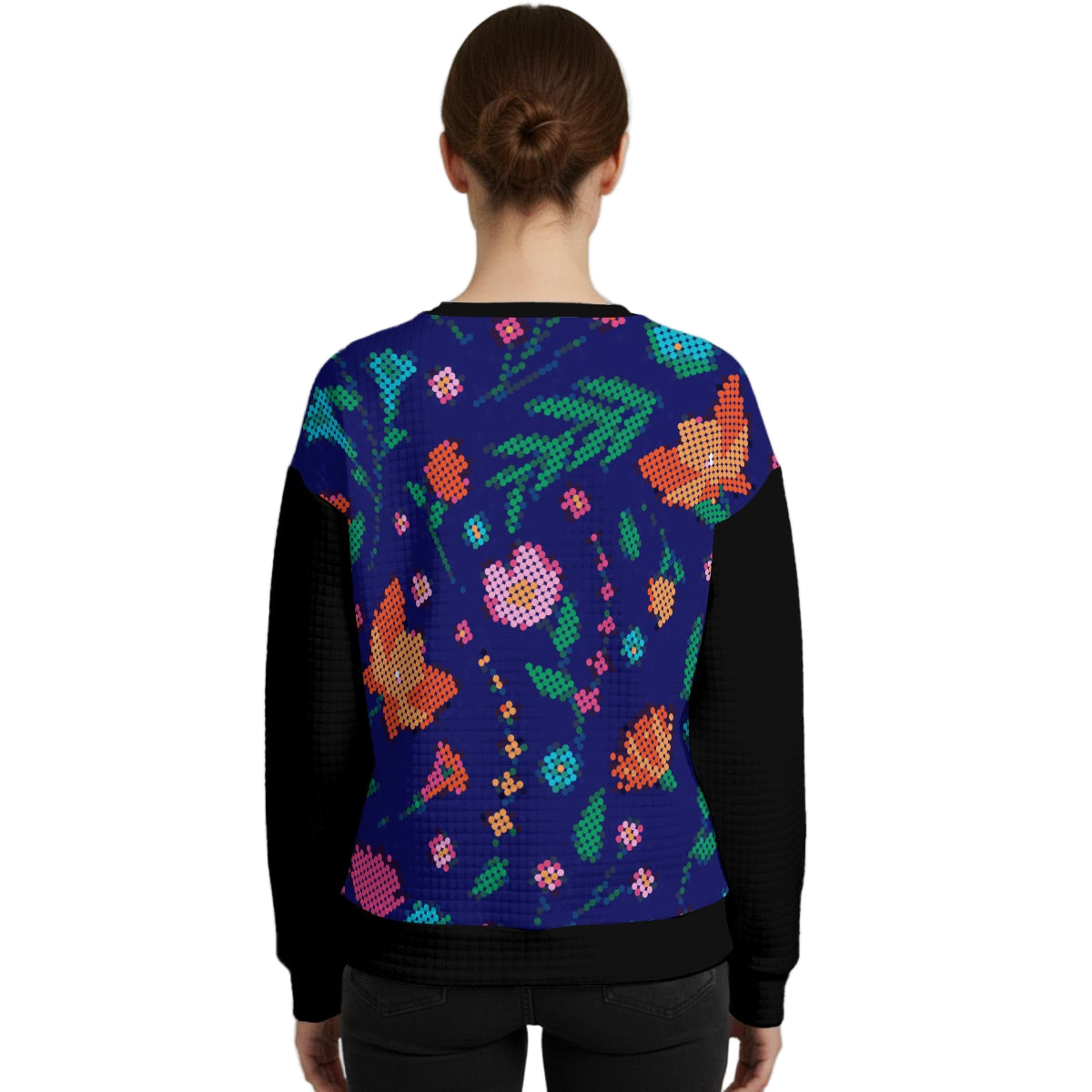 Métis Digital Dotted Floral Waffle Knit Sweatshirt
