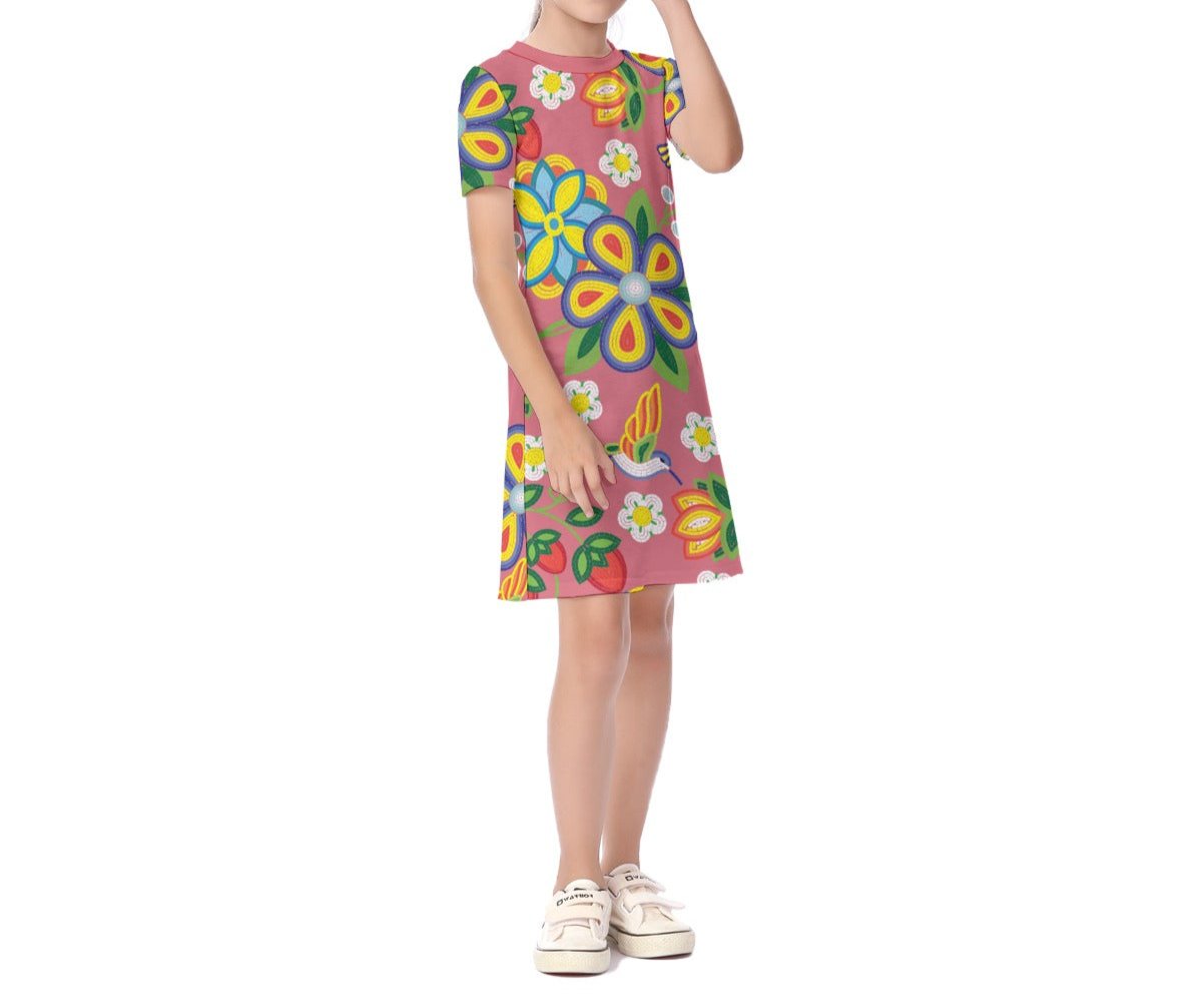 Children's Métis Floral Beaded Short Sleeve Dress