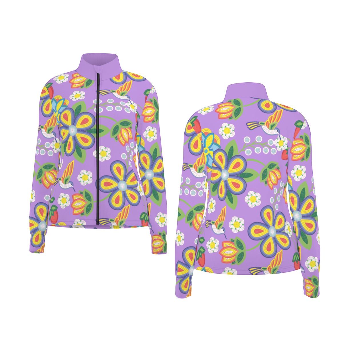 Métis Lavender Floral Beaded Thumbhole Light Jacket