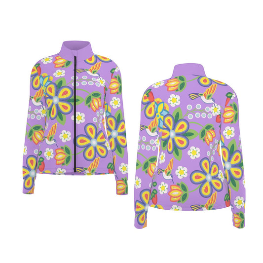 Métis Lavender Floral Beaded Thumbhole Light Jacket