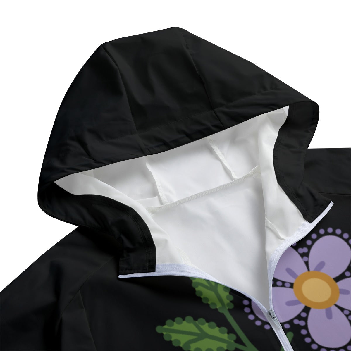 Unisex Métis Dotted Floral Windbreaker Rain Coat