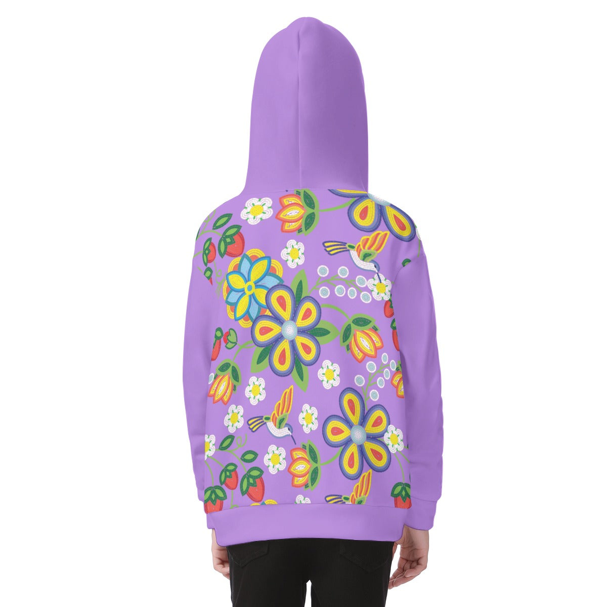 Métis Lavender Floral Beaded Fleece Zip Hoodie