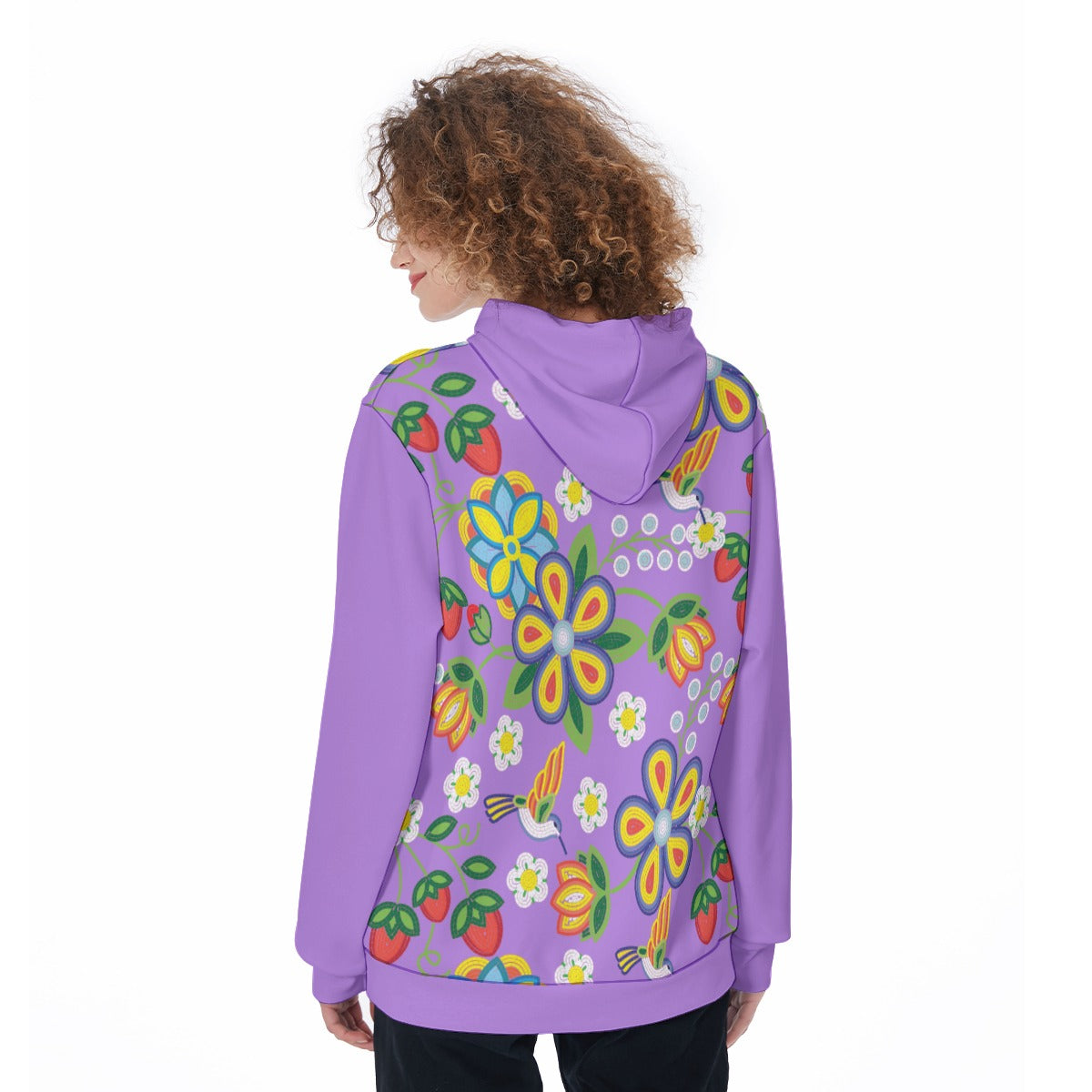 Lavender Floral Beaded Fleece Hoodie